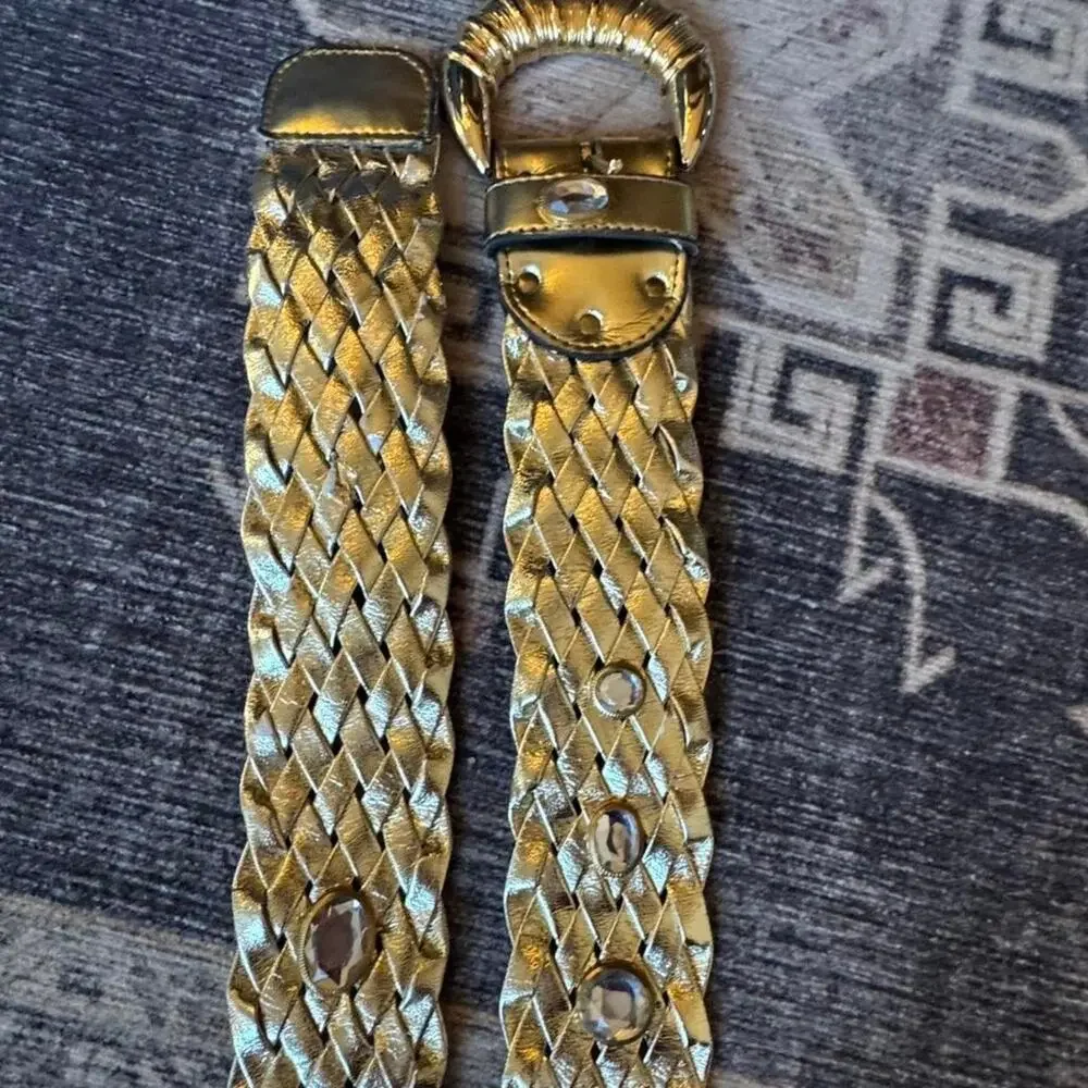 Gold braided belt with rhinestones